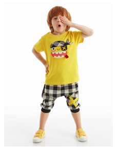 Denokids Pirate Plaid Boy's T-shirt Capri Shorts Set