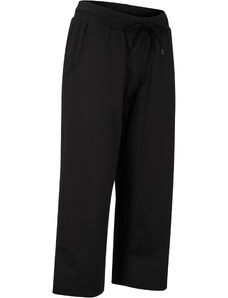 bonprix Sportovní kalhoty z organické bavlny, délka po lýtka Černá