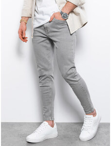 Ombre Clothing Pánské džínové kalhoty bez oděru SLIM FIT - šedé V1 OM-PADP-0148