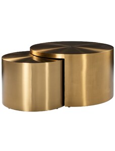 Set dvou zlatých kovových konferenčních stolků Richmond Big & Rich 60/80 cm