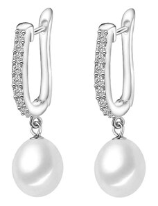 Gaura Pearls Stříbrné náušnice s bílou 8-9 mm perlou Sierra, stříbro 925/1000