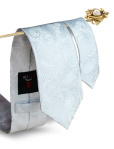 REDFIR Hedvábná bílá kravata s luxusním paisley vzorem