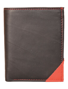 Kožená peněženka 104 NC C černá s červeným rohem