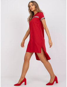 Fashionhunters Červené asymetrické šaty z bavlny