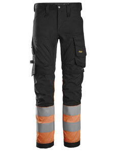 Snickers Workwear Reflexní kalhoty AllroundWork Stretch pracovní třída 1 černé/oranžové vel. 44