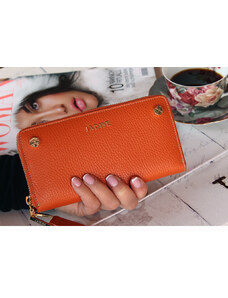 Jadise Dámská kožená peněženka STUD oranžová na zip