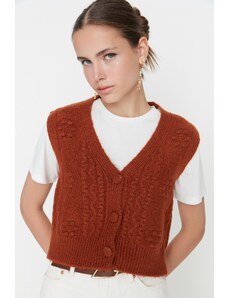 Trendyol Camel Měkký texturovaný pletený svetr