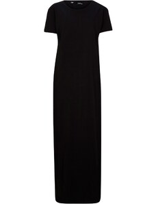 bonprix Bavlněné dlouhé šaty s rozparkem Černá