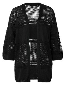 bonprix Pletený kabátek s ažurovým vzorem Černá