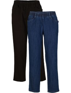 bonprix 7/8 strečové kalhoty s pohodlnou pasovkou (2 ks v balení) Modrá