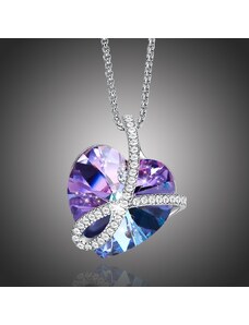 Éternelle Exkluzivní náhrdelník Swarovski Elements Romantic Love Violet - srdíčko