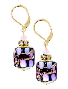 Dámske Náušnice Sakura Cubes s 24karátovým zlatem v perlách Lampglas - /