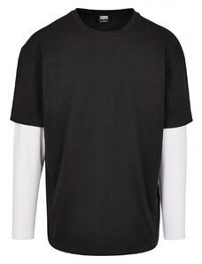 URBAN CLASSICS Oversized Shaped Double Layer LS Tee - black/white