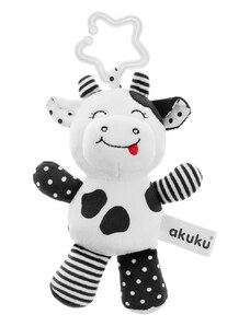 Plyšová hračka s chrastítkem Akuku kravička černobílá Barva: Bílá