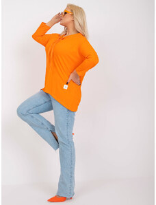Fashionhunters Oranžová bavlněná halenka plus size basic