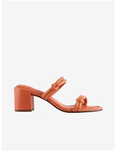 Oranžové dámské kožené pantofle na podpatku Högl Grace - Dámské