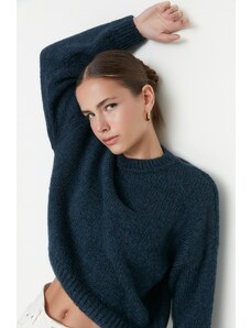 Trendyol Blue Wide Fit Měkký texturovaný základní pletený svetr
