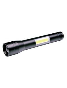 Solight LED kovová svítlna 3W + COB, 150 + 120lm, 2x AA, černá