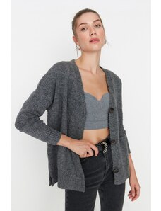 Trendyol Anthracite Basic Měkký texturovaný pletený svetr