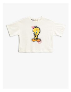 Koton Tweety Printed Crop T-Shirt Licensed Short Sleeved