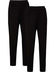 bonprix Kalhoty bez zapínání s pohodlnou pasovkou, 2 ks v balení Černá