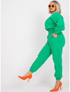 Fashionhunters Zelená tepláková souprava větší velikosti s kalhotami Maleah