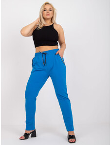 Fashionhunters Modré nadrozměrné tepláky s rovnými nohavicemi od Savage