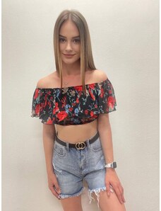 Květinový crop top s volánem