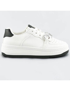 Mix Feel Bílo-černé dámské sportovní boty s řetízkem (B-545)
