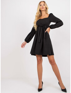 BASIC Černé elegantní šaty s vázáním --black Černá