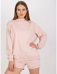 Fashionhunters Základní světle růžová bavlněná mikina