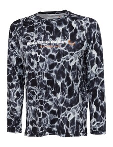 Savage Gear Tričko Night Uv Long Sleeve T-Shirt Black Waterprint