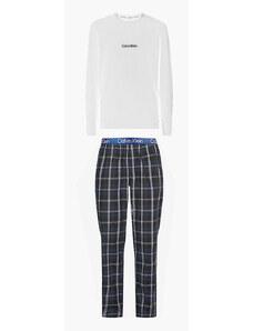 Pánský pyžamový set - NM2184E 1MT - bílá/modrá - Calvin Klein