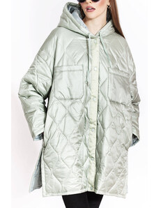Ann Gissy Dámská prošívaná oversize bunda v mátové barvě s kapucí (AG5-010)