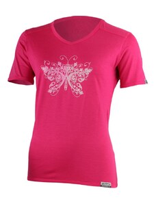 LASTING dámské merino triko s tiskem MANUELA růžové