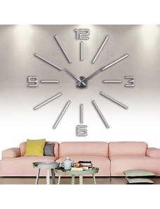 IZMAEL Nástěnné nalepovací hodiny Mirro KP16517 stříbrná