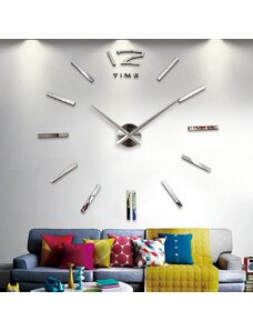 IZMAEL Nástěnné nalepovací hodiny Elegant KP16518 stříbrná