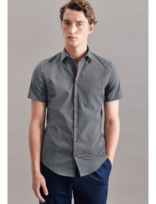 Pánská nežehlivá slim fit košile s krátkým rukávem šedá barva Seidensticker