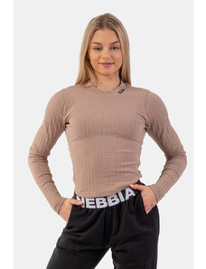 Nebbia Žebrované tričko s dlouhým rukávem z organické bavlny 415