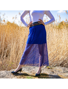 Dolce Moda Dvojitá dlouhá sukně široký pas 0112 - tmavě modrá