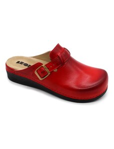 Leon 5000 Dámská zdravotní obuv kožená s přezkou - Červená