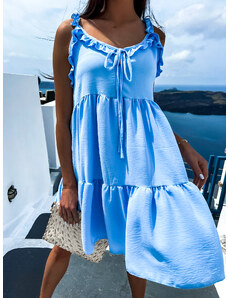 Erikafashion Modré volnější šaty APPEAL s volánky