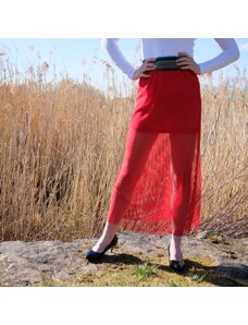 Dolce Moda Dvojitá dlouhá sukně široký pas 0112 - červená
