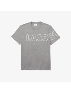 Lacoste Heritage Pánské tričko z melanžové bavlny s výstřihem ke krku a značkou