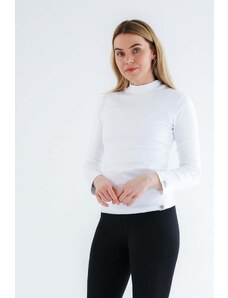 Bílé dámské triko se stojáčkem s dlouhým rukávem nanosilver