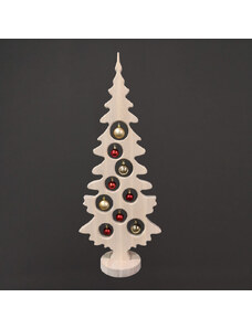 AMADEA Dekorace vánoční strom na podstavci s koulemi bílý 75 x 30 cm, český výrobek