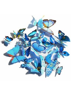 IZMAEL Motýli na stěnu 12ks Modrá