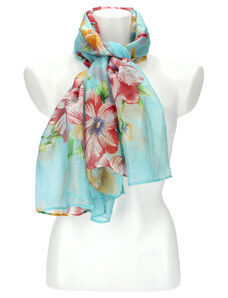 Cashmere Barebag Letní dámský barevný šátek v motivu květů 180x71 cm světle modrá