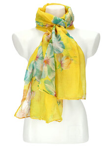 Cashmere Barebag Letní dámský barevný šátek v motivu květů 180x71 cm žlutá