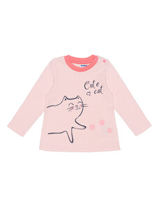 Winkiki Kids Wear Dívčí tričko s dlouhým rukávem Cute Cat - růžová